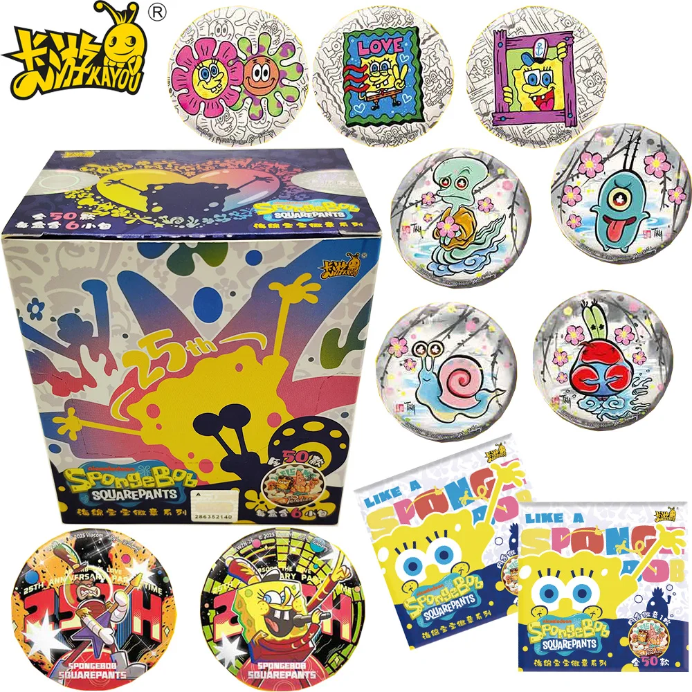

New KAYOU Genuine SpongeBob SquarePants Collection Badge Highly Beloved Classic Anime Peripheral Figures Exquisite Brooch Gifts