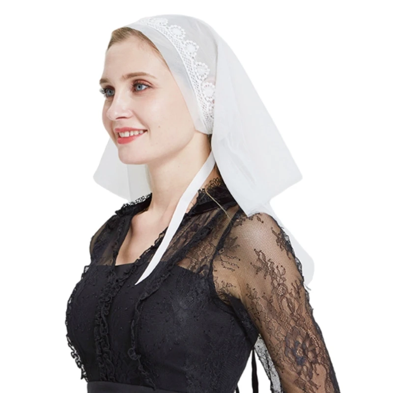 

Bride Veil Lace Flower Detail Wedding Party Head Covering Veil Church Bride Headwear for Women Girl