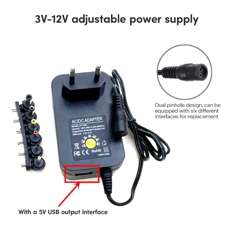 Bộ đổi nguồn đa năng 30W động và linh hoạt với đầu nối 6DC