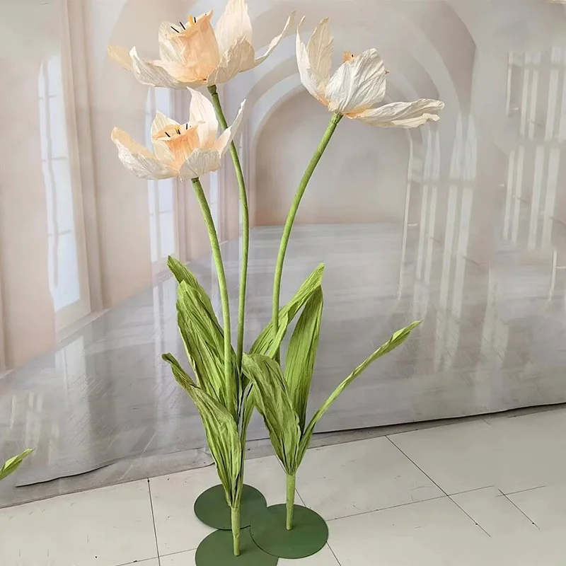 

3Pcs Giant Artificial Narcissus Wedding Decor Paper Flower Road Guide Flower Stand Party Backdrop Decor Home Stage Window Layout