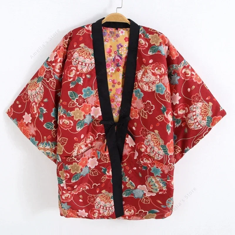 Куртка Hanten для женщин, свободная посадка, традиционная японская одежда, домашняя одежда, кимоно юката, женские фестивали, разные цвета
