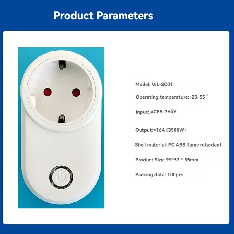 AA01-Wireless Remote Control Socket 220V Tuya Wifi Smart Socket   Power Outlet 16A For Home Appliance Light Fan EU Plug