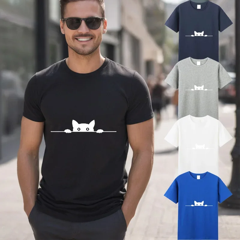 Lässige Herren-T-Shirts, kurzärmelig, bedruckt, Rundhalsausschnitt, grafisch, modisch, Baumwolle