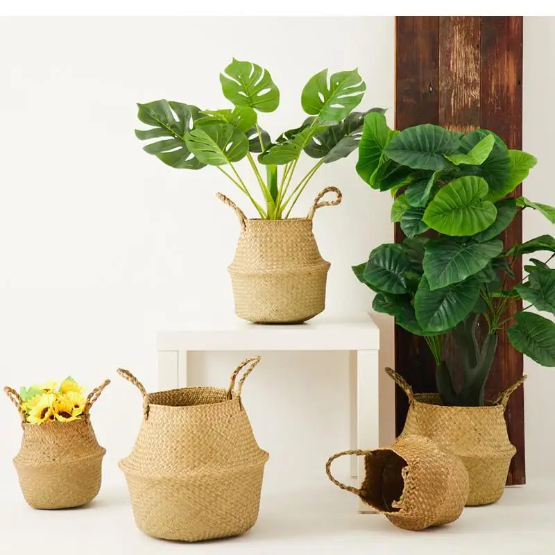 

Nordic Woven Flower Basket Straw Woven Portable Flower Pot Rattan Storage Flower Arrangement Decoration Creative Home Decoration