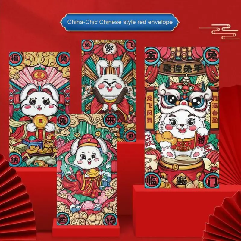 2023 Wedding Lucky Packets Gift Bag Chinese New Year Red Envelopes Cartoon Rabbit Red Envelopes Spring Festival Money Pockets