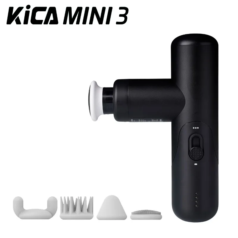 Kica Mini 3 Massage Gun, 3000RPM Stepless Speed, 7kgf Impact Force, 4 Heads, 255g Lightweight Sport Muscle Massager
