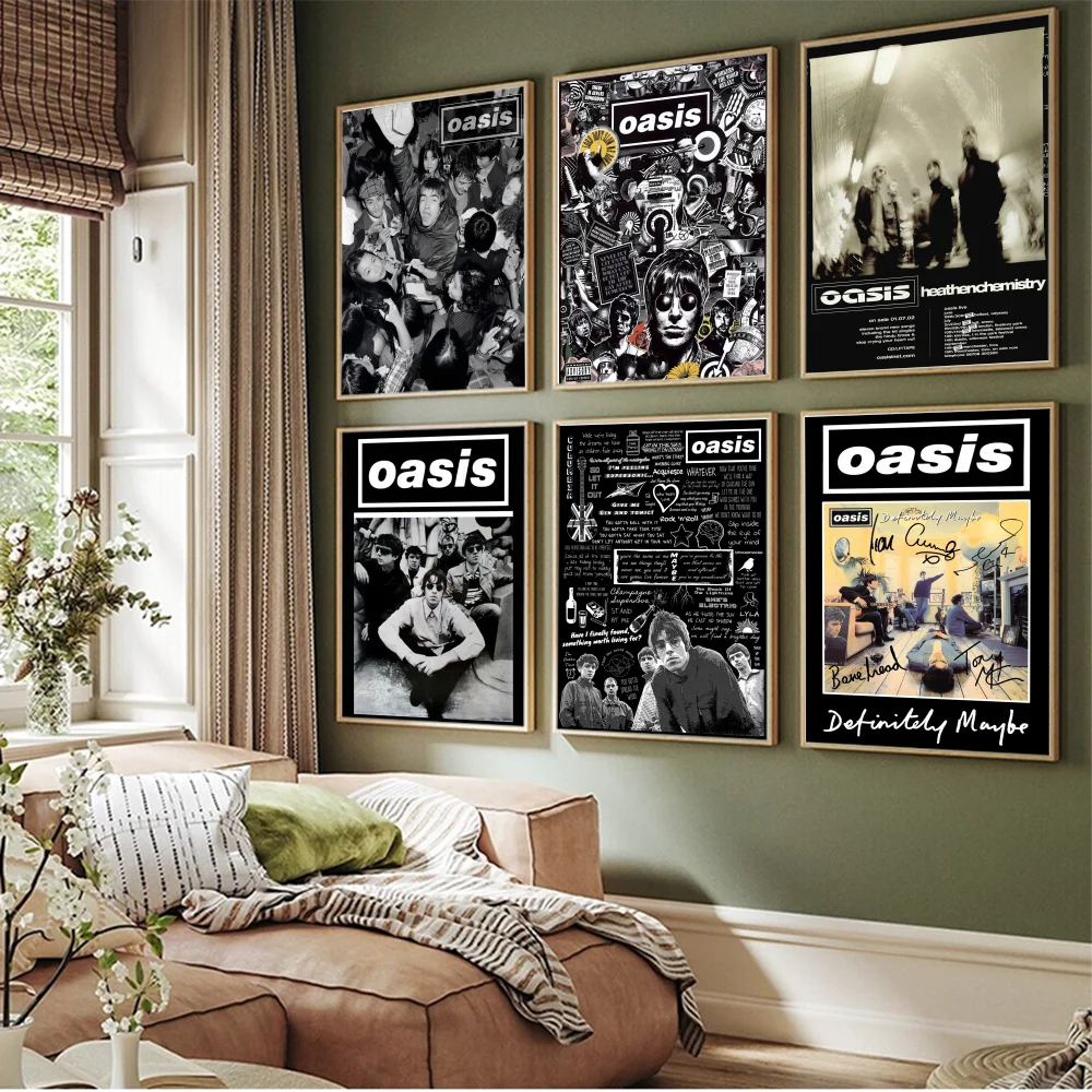 Band T-The R-Rain Cool O-Oasis Poster classici Vintage Poster da parete di qualità HD Poster retrò per la decorazione della parete della stanza di