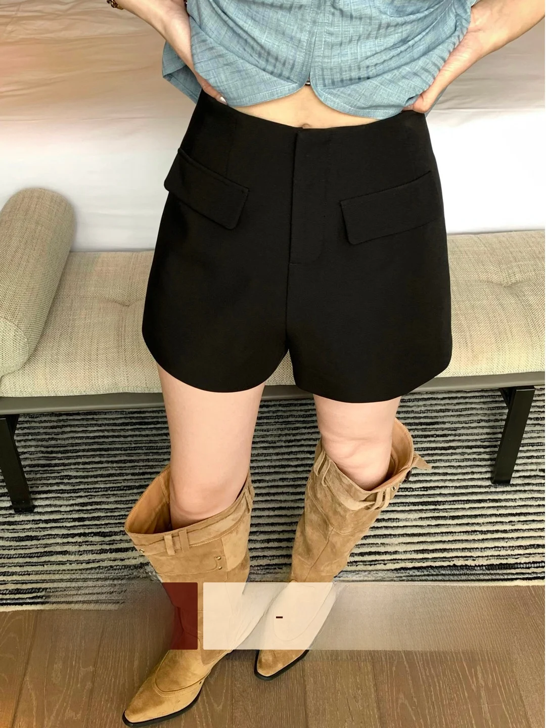 

Новые женские шорты Sweet And Spicy 2026: весенняя коллекция, высокая талия, широкие штанины, универсальная модель для стройности, из полиэстера