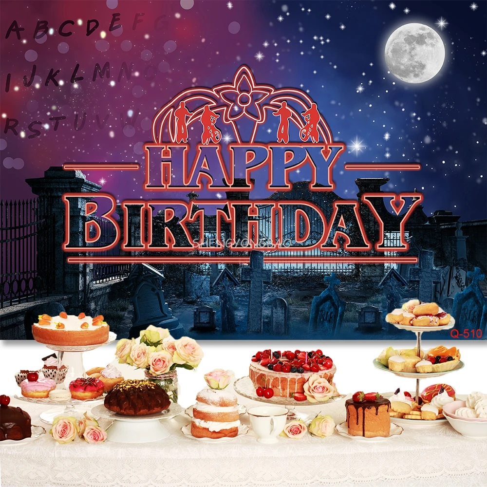 التلفزيون الأمريكي غريب خلفيات للتصوير الفوتوغرافي أضواء الأبجدية الحلقة سلسلة الفينيل راية حفلة استوديو الصور خلفية ZM-01