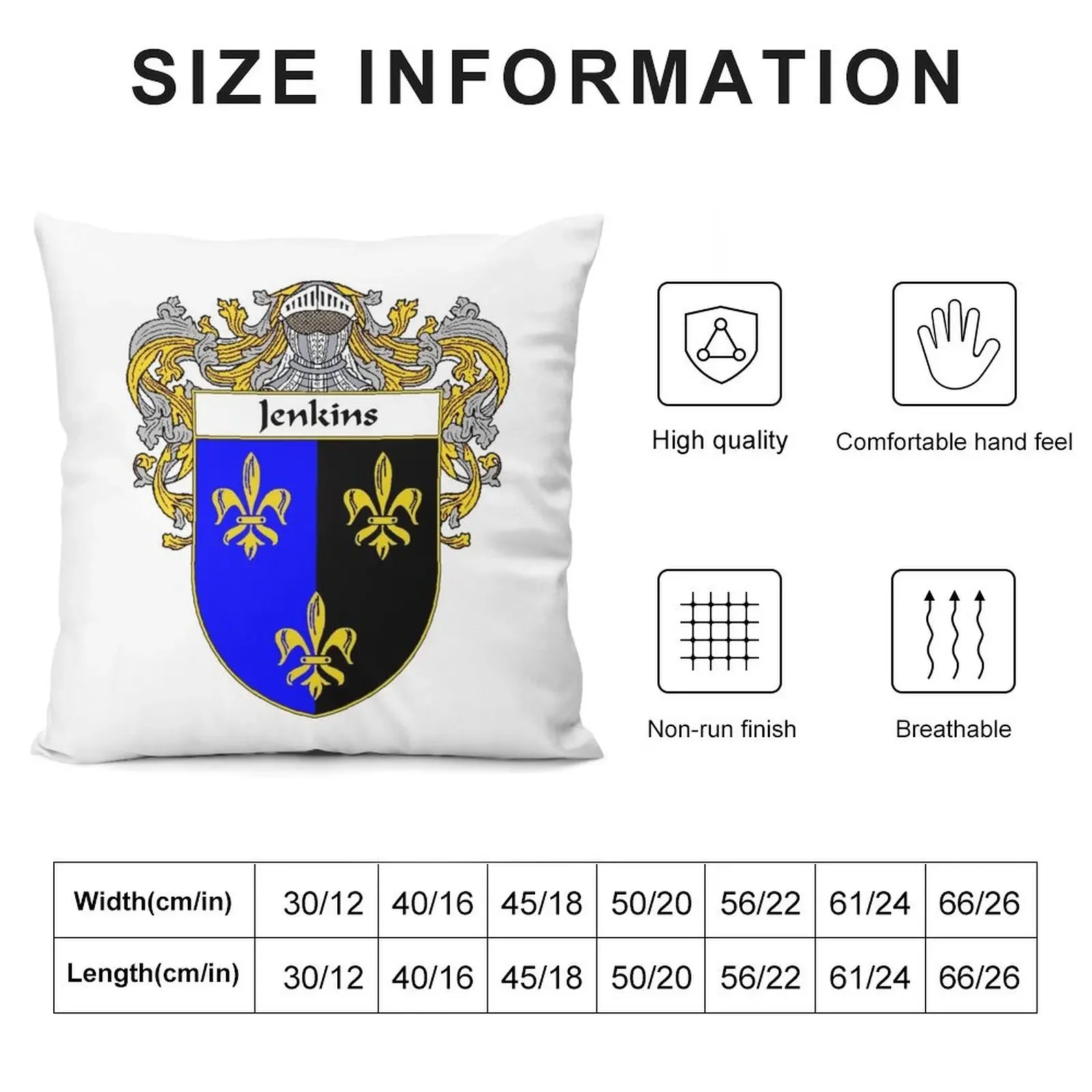 Jenkins Coat of Arms/Family Crest Throw Pillow Pillowcases Cushion Covers Sofa pillow cover christmas pillow