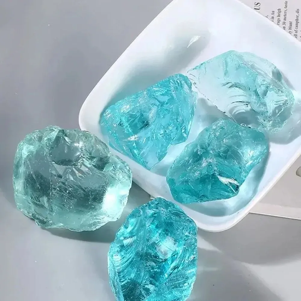 Natural Sea Blue Glaze Tumbled Crushed Glass Gemstones, Decorative Vase Filler for Fish Tank Landscaping & Home Decor view 4