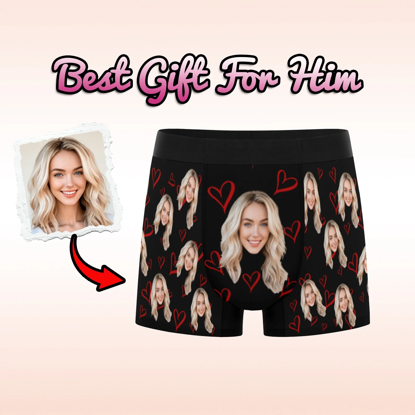 Personalized facial photo customization flat underwear customization men's Valentine's Day gift for husband gift for father