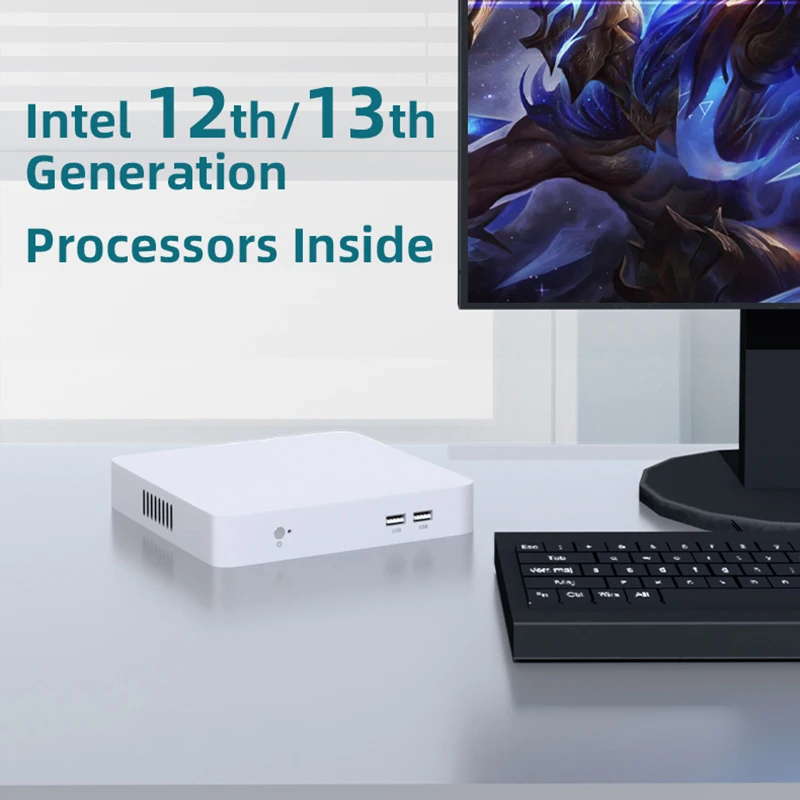 Computador de escritório intel core processadores de 12a e 13a geração mini pc 2x slots ddr4 m.2 nvme ssd banda dupla wifi bluetooth windows 10/11