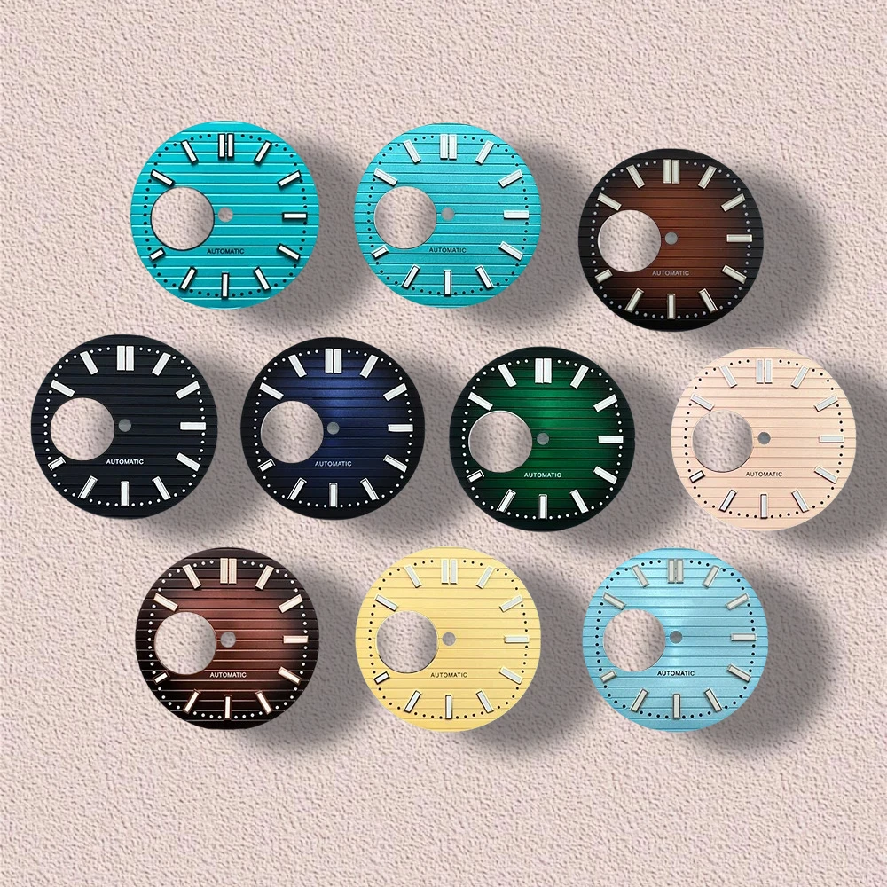 

S Logo 30.5mm Hollow Out white Nautilus Dial NH38 Dial High Quality Watch Modification Accessories with Green Luminous