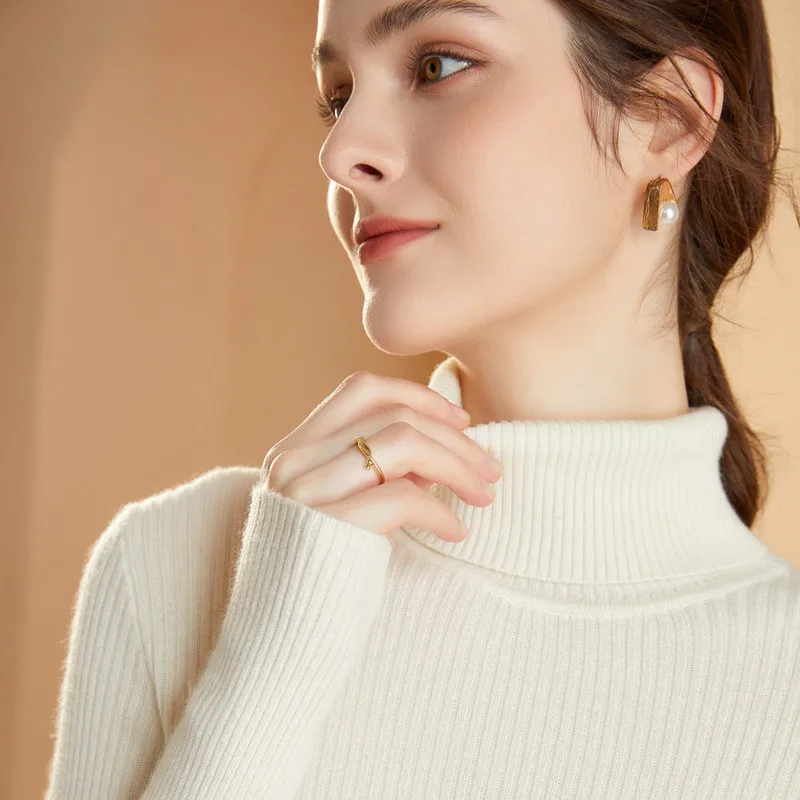 

Autumn Winter 2025 Long Sleeve Slim Elastic New Women Pullover Turtleneck Sweater Korean Simple Basic Jumper Solid Color Tops
