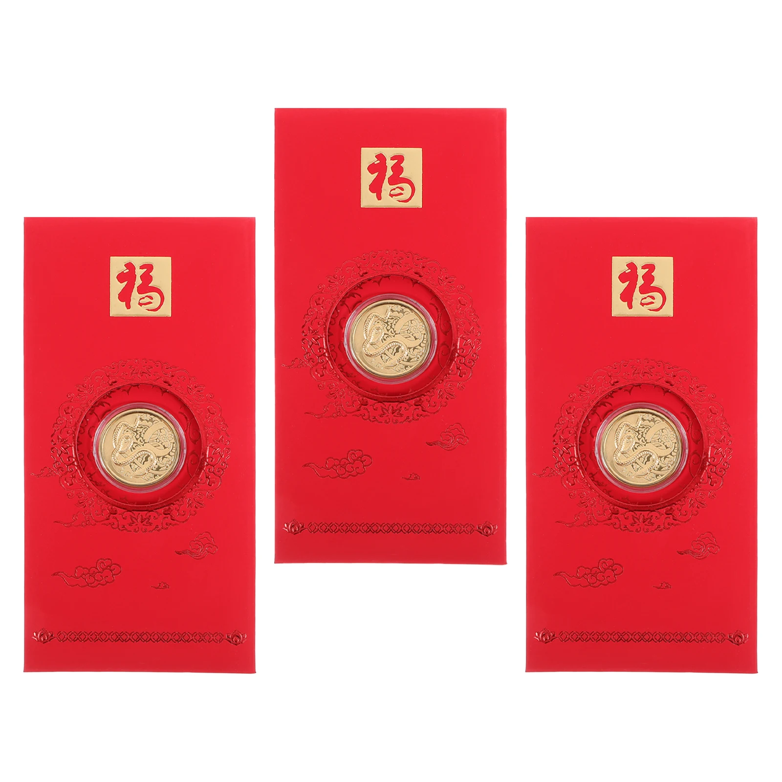 

3 шт., китайские красные конверты, счастливые деньги, пакеты, год змеи, Хунбао, весенний фестиваль, 2025 год, Новый год, свадебный карман для наличных