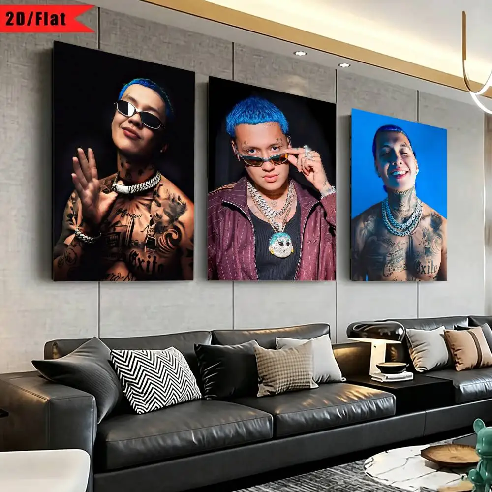 Blessd-d Cantante-e Rapper-r  Poster Waterproof Wall Art Sticker For Bar Living Room Vintage Decor High Quality Print Gift