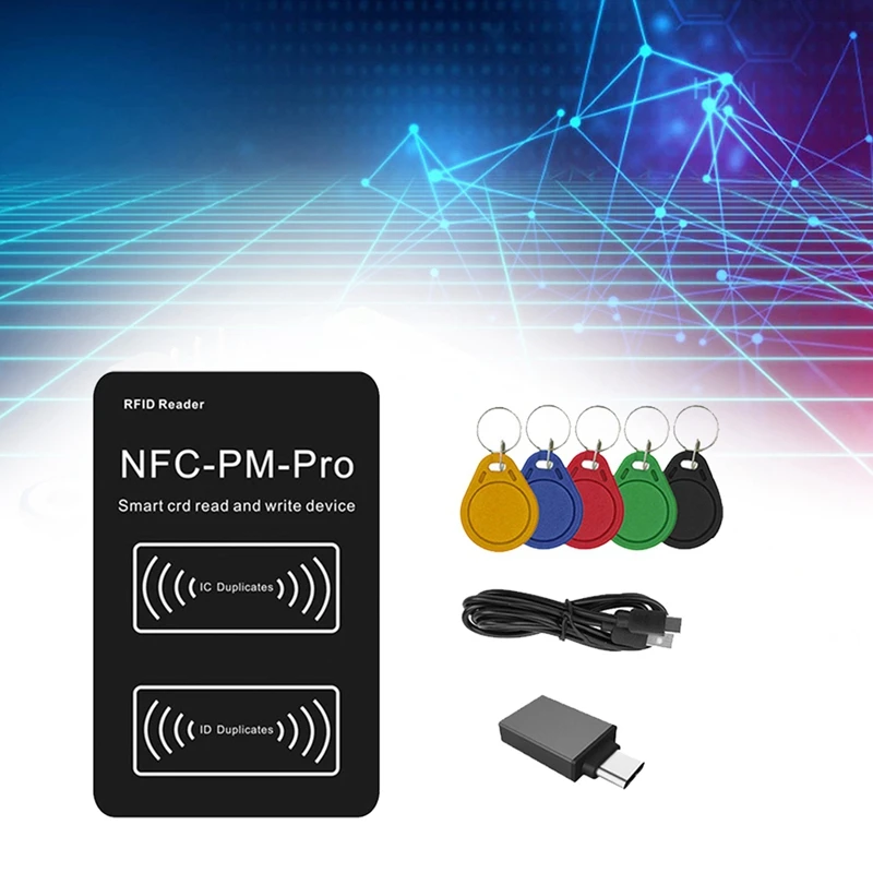 RFID-считыватель смарт-чипов PM PRO-декодер + 5XUID-брелок NFC-ключ-копировальный аппарат 13,56 МГц 125 кГц значок жетон записи ID IC Tag Clone