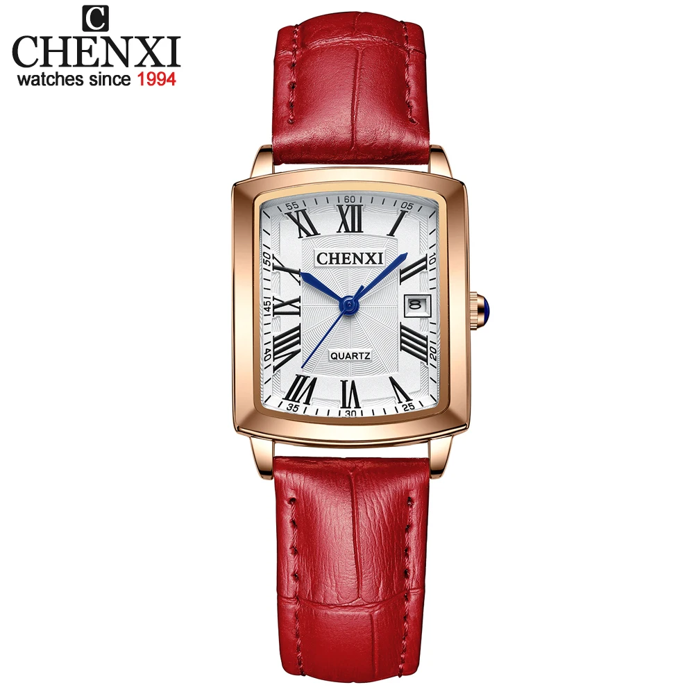 CHENXI Fashion Women Watches Top Brand Luxury Waterproof Ladies Square Dial Leather Strap Quartz Wristwatch Casual Female Clock