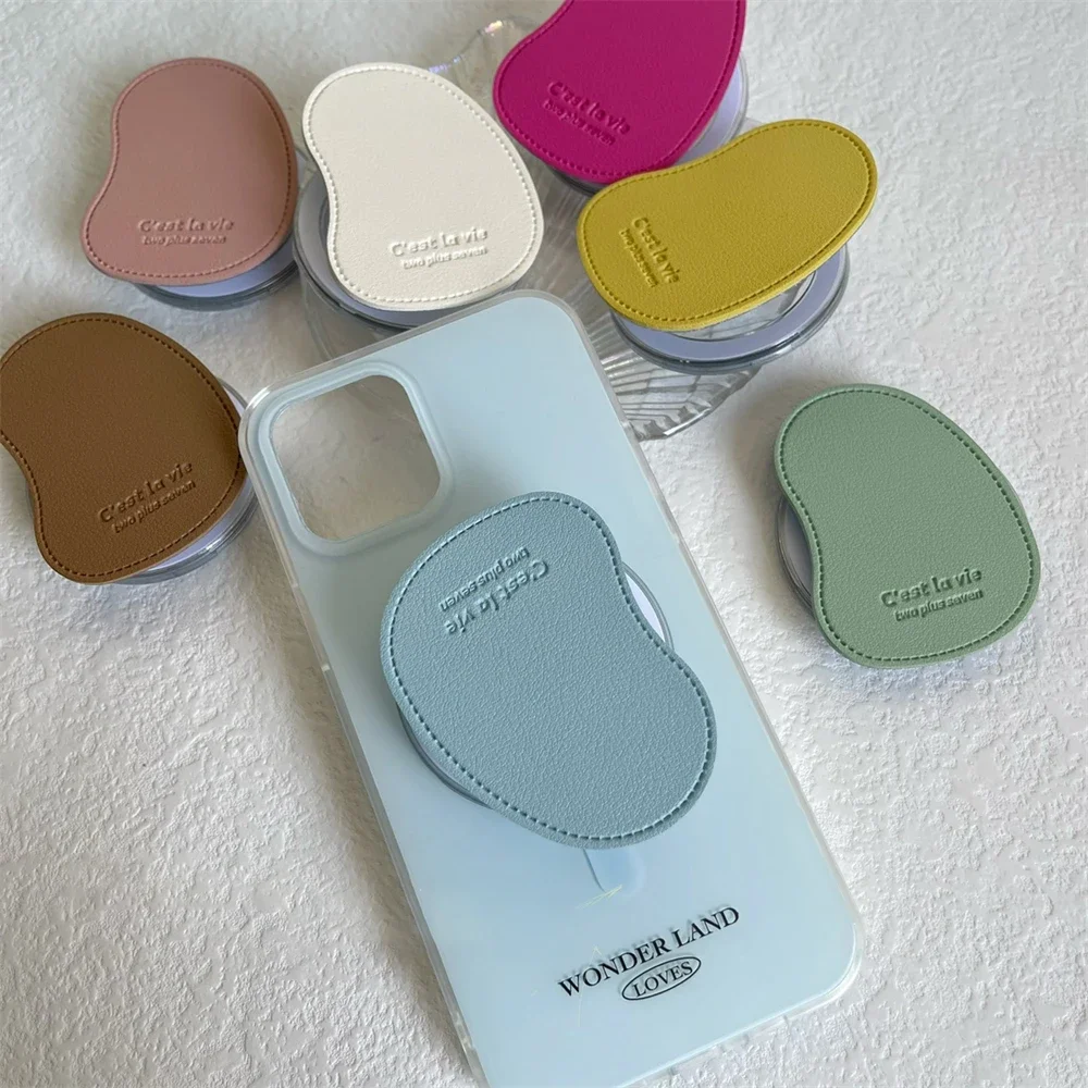 

Cute Leather for Magsafe Magnetic Phone Griptok Grip Tok Staone Wireless Charging Case Bracket Holdernd for IPh