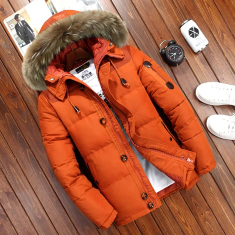 Brand Winter Jacket Men White Duck Down Parkas Jacket Men\'s Thick Warm Snow Parka Jacket Overcoat Windbreaker Hooded Warm Parkas