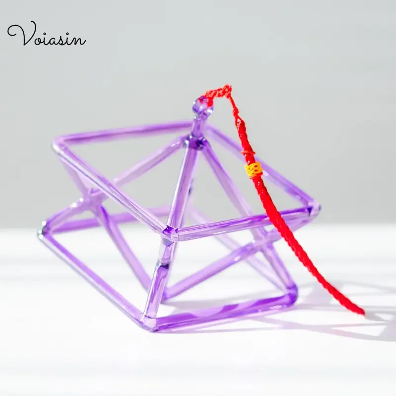 Purple Merkaba Crystal Pyramid Voiasin Quartz Yoga Meditation Chakra Healing Energy with String 5 6 7 8 9 10 Inch