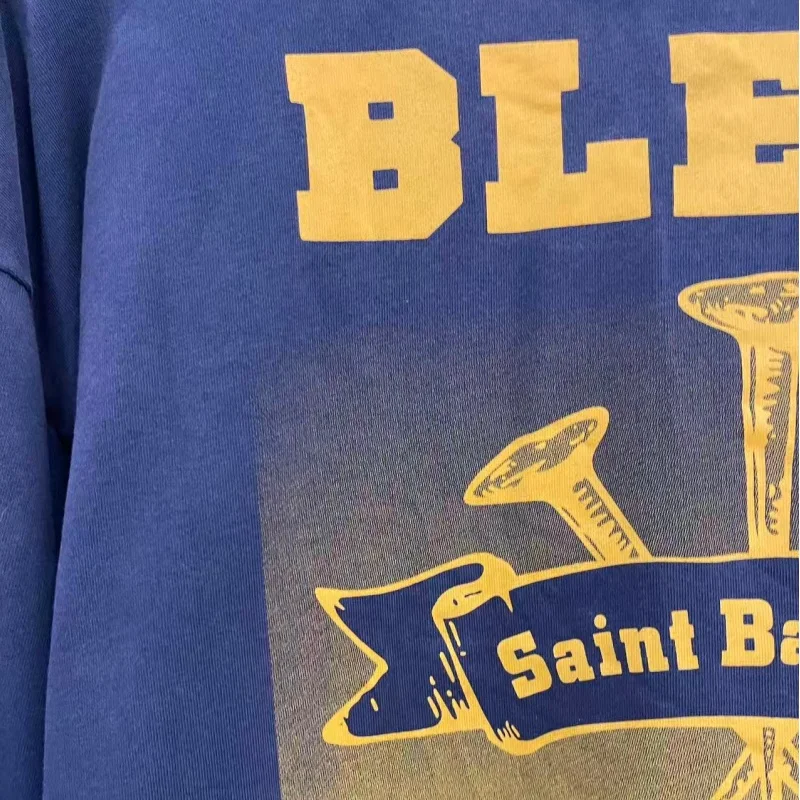 25FW Sleeve Pattern Printed Round Neck Long Sleeved T-shirt Men Women Casual Blue Ripped Saint T Shirt The Best Quality Top Tee