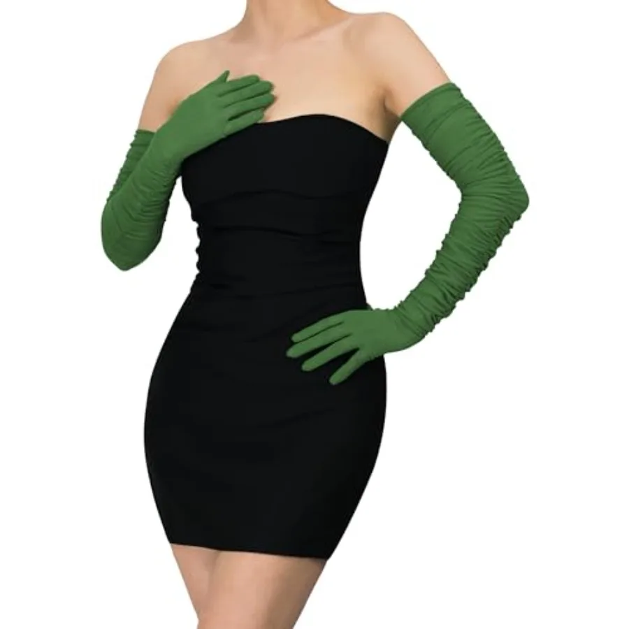 Women's Sexy Sheer Gloves Mesh Tulle Super Long Gloves Opera Christmas Costume Party Dance Glove