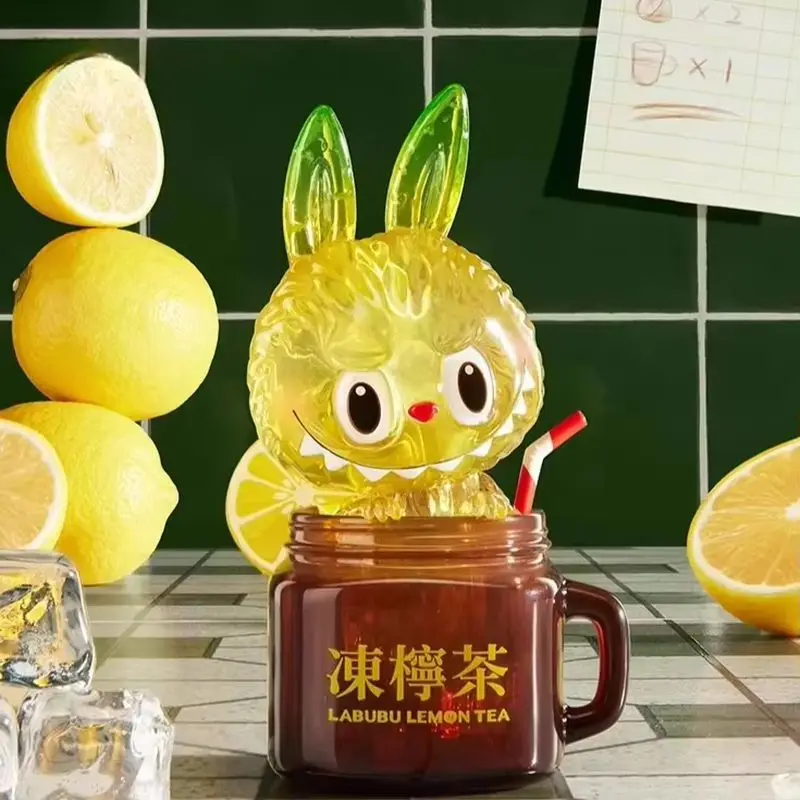 

Genuine Labubu Lemon Tea Anime Figure Trendy Toys Cute Labubu Collection Model Doll Hanging Card Decor Surprise Gift For Girl