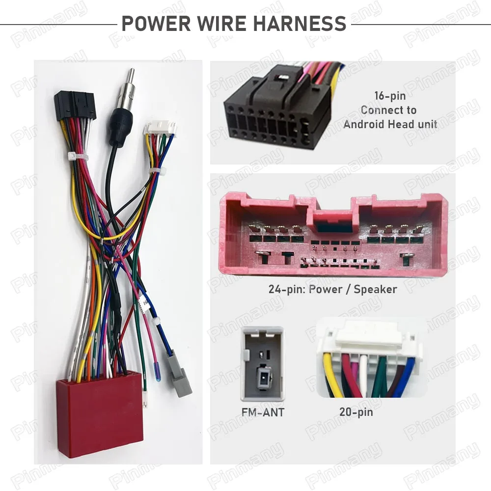 Pinmany Car Radio Cable Connector MZC20 Power Wire Harness Adapter with CAN Bus Decoder for Mazda 3 5 6 8 CX-7 CX-9 Atenza Axela
