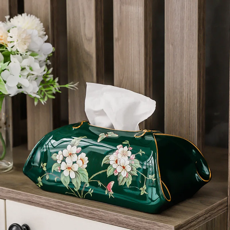 

Vintage Luxury Tissue Holder Ceramic Tissue Box Cover Tissue Dispenser for Living Room Home Napkin Holder