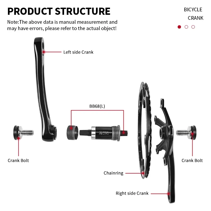 BUCKLOS Folding Bike Crankset 45T 47T 53T 56T 58T 130BCD Bike Crankset 130 BCD Bicycle Chainring 170mm Folding Bicycle Cranks view 5