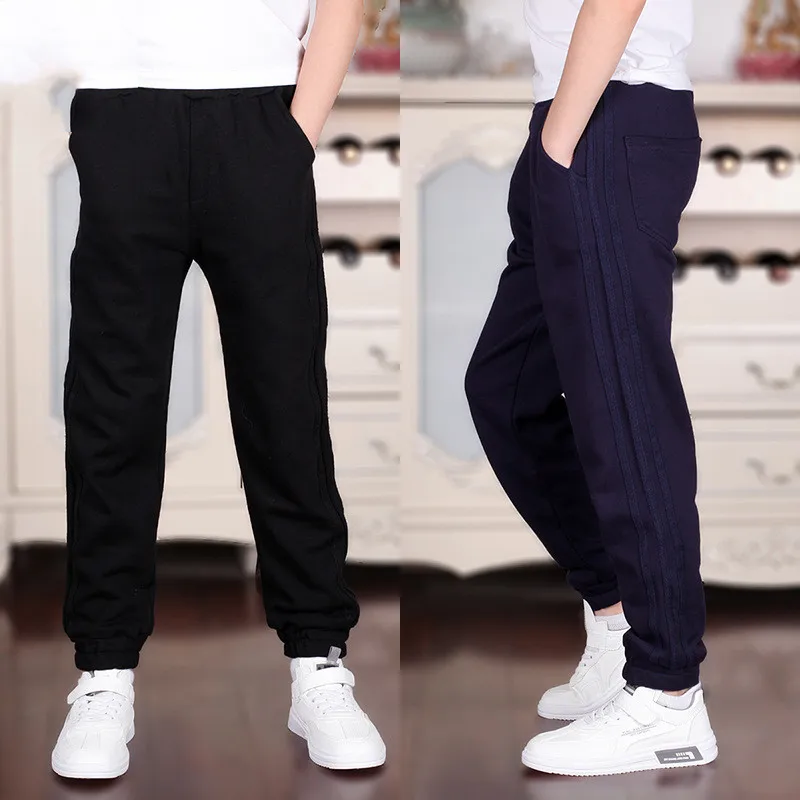 

Teenagers Clothes Boys Trousers Solid Casual Sweatpants 2022 Spring New Elastic Waist Cotton Side Stripe Knitting Pants 110-180