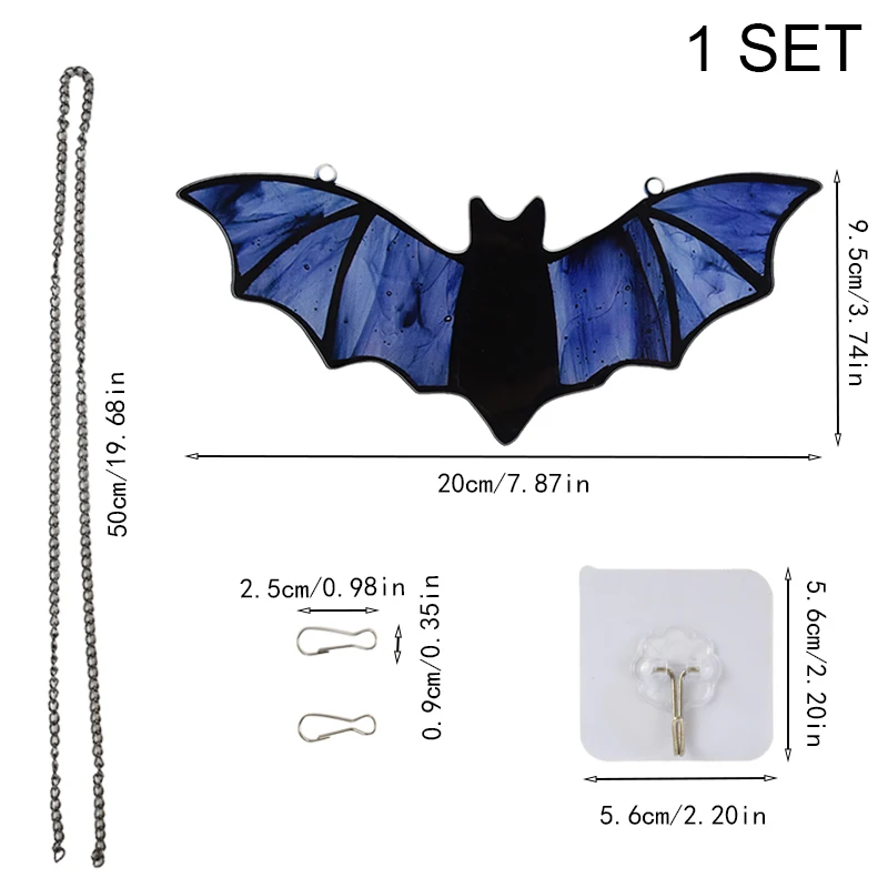 Halloween Colorful Bat Window Hanging Ornament Home Ghost Festival Bat Hanging Pendant Halloween Haunted House Horror Prop Decor