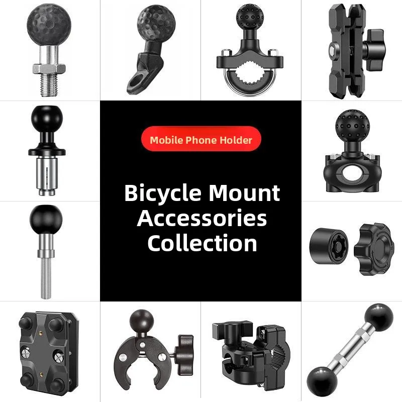 Multi-Functional Motorcycle Phone Holder Aluminum Alloy Handlebar Mount Bracket Accessory with Skewed Mouth Ball Head
