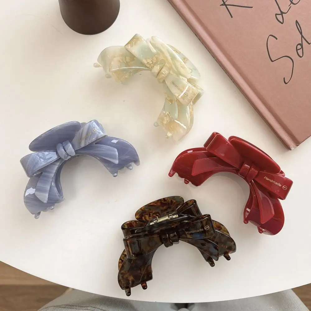 Trendy Acetate Acetic Acid Bow Hair Claw Small Korean Style French Shark Clip High Ponytail Clip Geometry Hair Crab Clip Girls