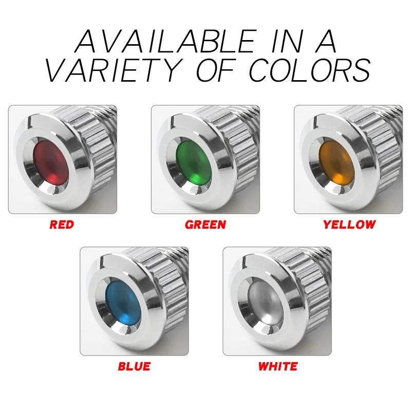 8MM LED Metal Indicator Light Welding Foot Red Green Yellow Blue White Signal Lamp 6V 12V 24V 220V  Waterproof