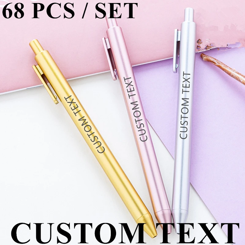 Bulk Wholesale Custom Text Ballpoint Pen Set Black Ink Laser Engraved Personalized Office Promotional Gifts for Business