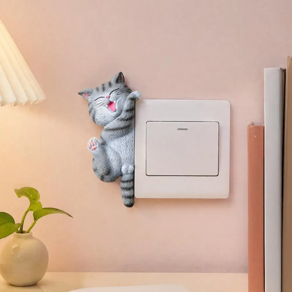 Decorative Resin Wall Plate Cat, 3D Cat Light Switch Sticker, Peel And Stick Wall Decor Adds A Cute 3D Touch To Any Light Switch