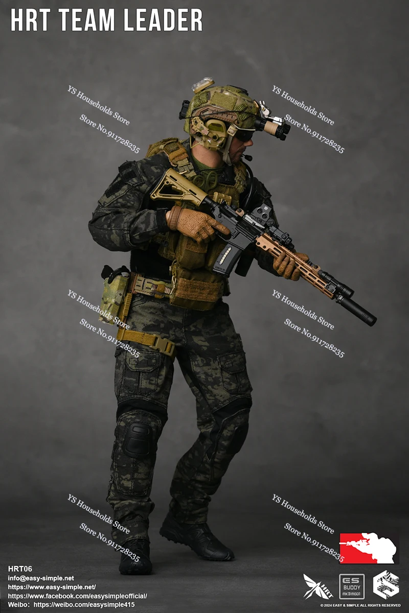 EASY&SIMPLE HRT06 1/6 Collectible HRT TEAM LEADER Male Solider Camfoulage Cloth Static Weapon Model 12