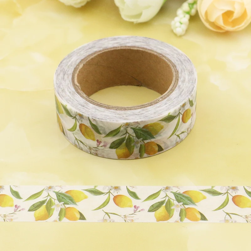 NEW 1PC 10M Decorative Fruit Fresh Lemon Leaves Washi Tape for Scrapbooking Journaling Adhesive Masking Tape Cute Stationary