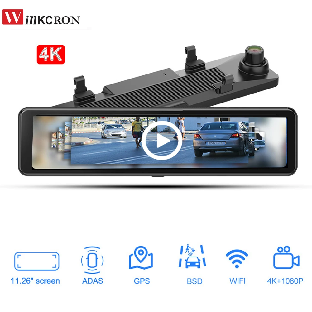 

12.6 inch Car Rearview Mirror 4K ADAS DVR Camera S18 FHD 1080P GPS Logger Dash Cam Video Recorder With BSD Dual lens Camera