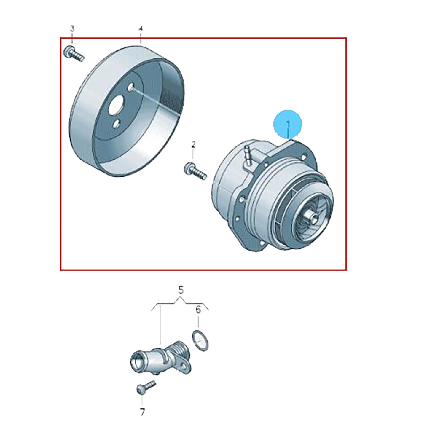 03H121004B 03H121004C Hochwertige Wasserpumpe mit Kühlkörper für das Motorkühlsystem für VW Turon 2.5TSI – Detail 1