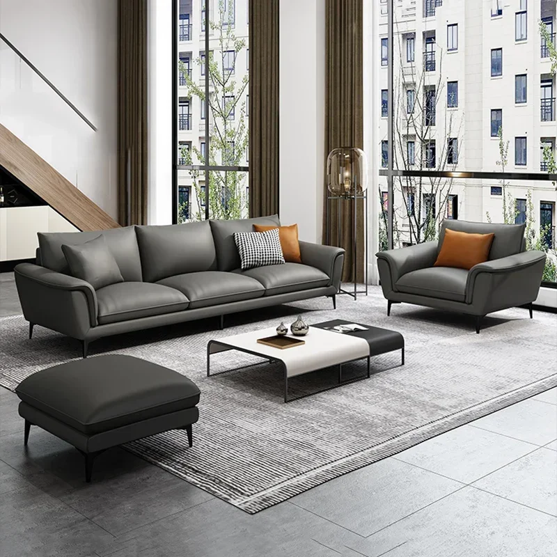 Leather Sectional Large Sofa Simple Reception Pouf Ergonomic Nordic Sofa Modern Classic Lounge Divani Soggiorno Home Furniture