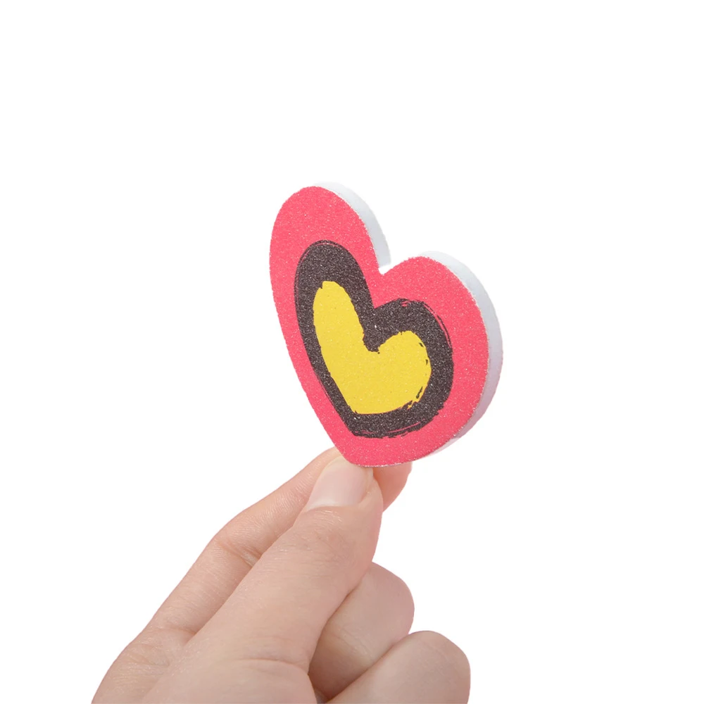 Mini Nail File Colorful Heart Rainbow Design Sponge Polishing Nail File 150 Buffing Sanding Block Manicure Pedicure Tool