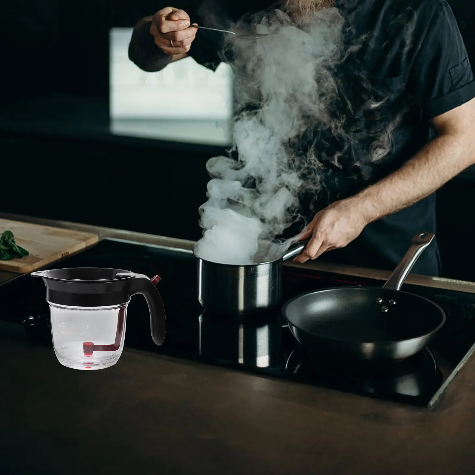 

Gravy Separator Fat Separator with Bottom Release Large Capacity Kitchen Grease Strainer Cooking Oil Container Filter Grease