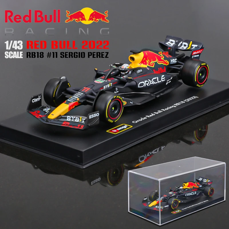 

Bburago 1:43 Driver's Helmet Version 2022 Red Bull RB18 #1 Max Verstappen #11 Formula F1 Racing Static Diecast Alloy Model Car