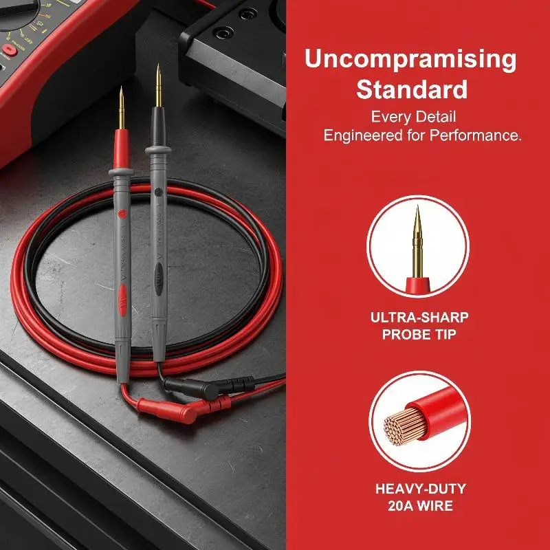 20A Multimeter Test Leads Ultra Sharp Point Probes Anti Slip Grip for Breadboard Circuit Testing Projects