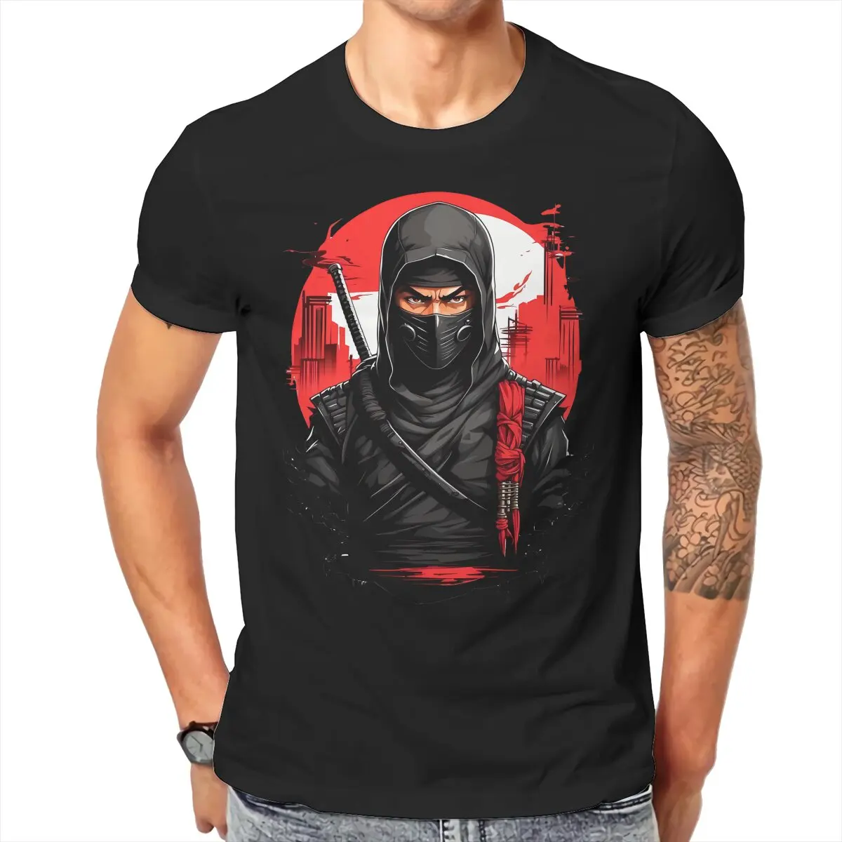 Japanese Ninja Samurai Crewneck TShirts Man Classic Distinctive Homme T Shirt New Trend Tops 6XL