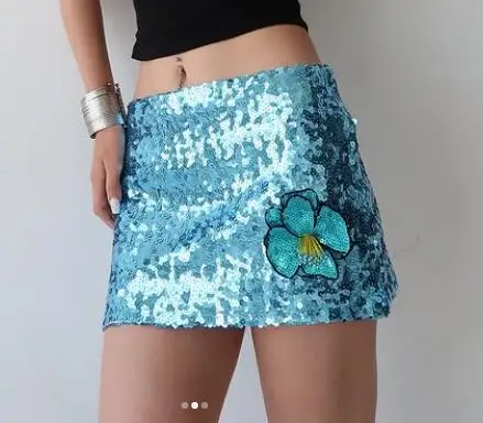 Women Y2k Retro Sparkle Sequined Mini Skirts Summer Teen Girls Fashion Shiny Bodycon Short Skirt for Party Club Streetwear #3